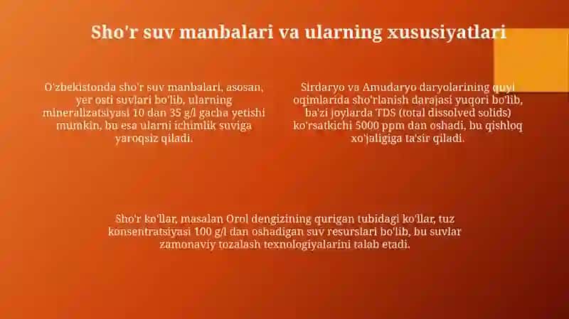 O'zbekiston sharoitida shõr suvlarni chuchuklashtirish ğoyasini yaratish 4