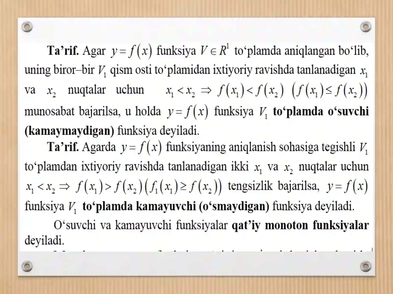 11-mа’ruzа. Bir va ko‘p o‘zgaruvchili funksiyalar va ularning iqtisodiy jarayonlardagi o‘rni 4