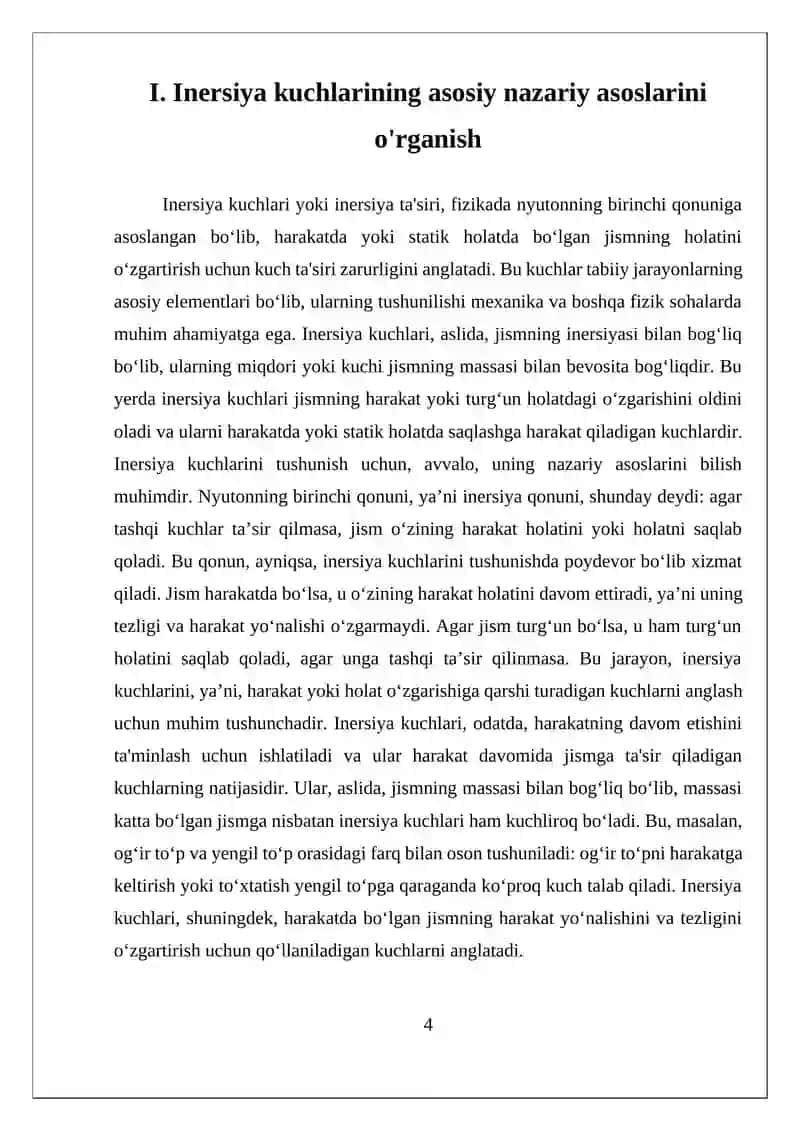 Inersiya kuchlarining asosiy nazariy asoslarini o'rganish 4