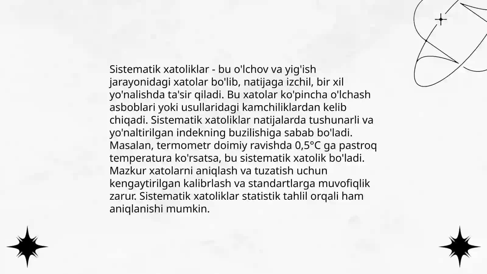 Oʻlchash xatoliklarni tabaqalash 4