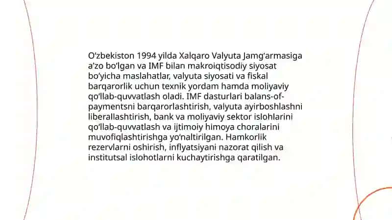 Oʻzbekistonning xalqaro tashkilotlari bilan xamkorlik aloqalari 4