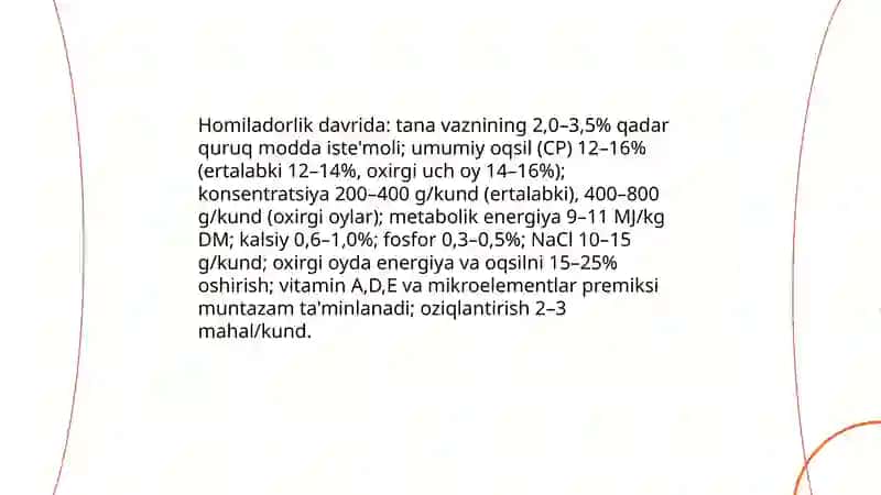 Tivit va jun beruvchi echkilar uchun oziqalantirish me'yorlari va ratsiyonlari 4