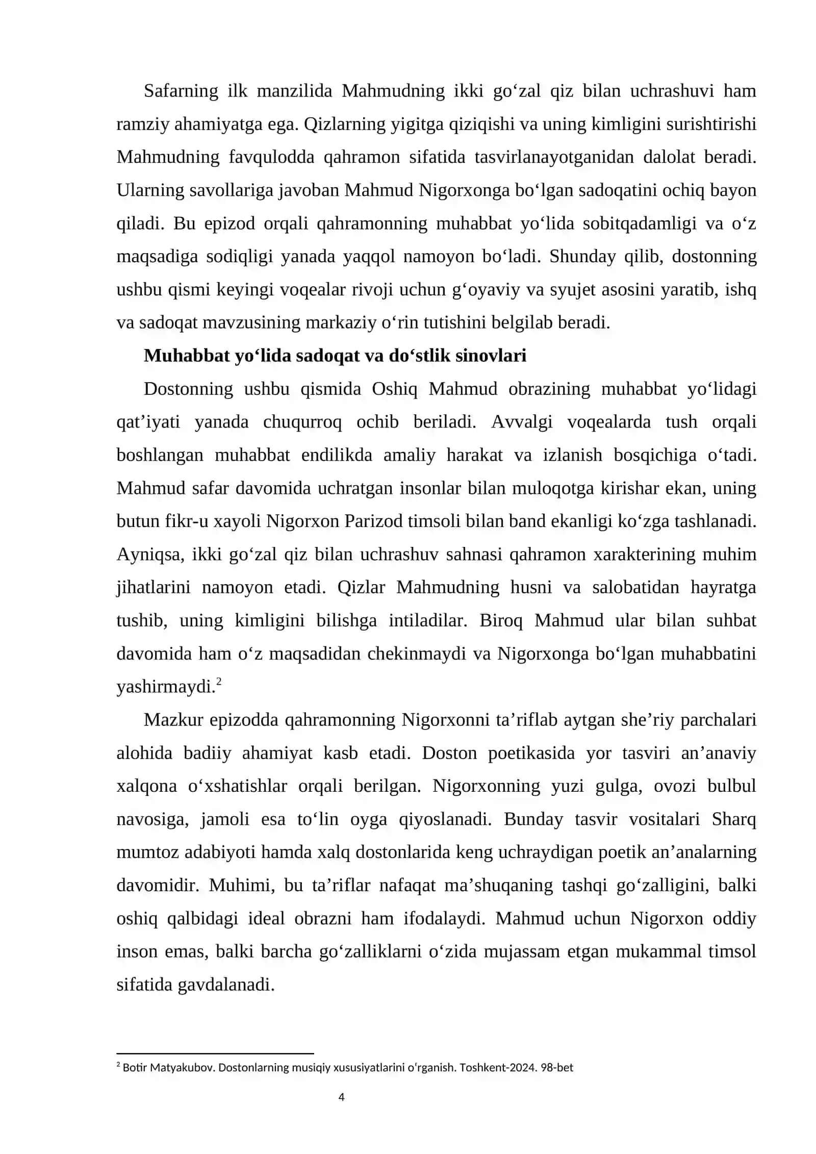 Oshiq Mahmud va Nigorxon dostonida ishq va sadoqat talqini 4