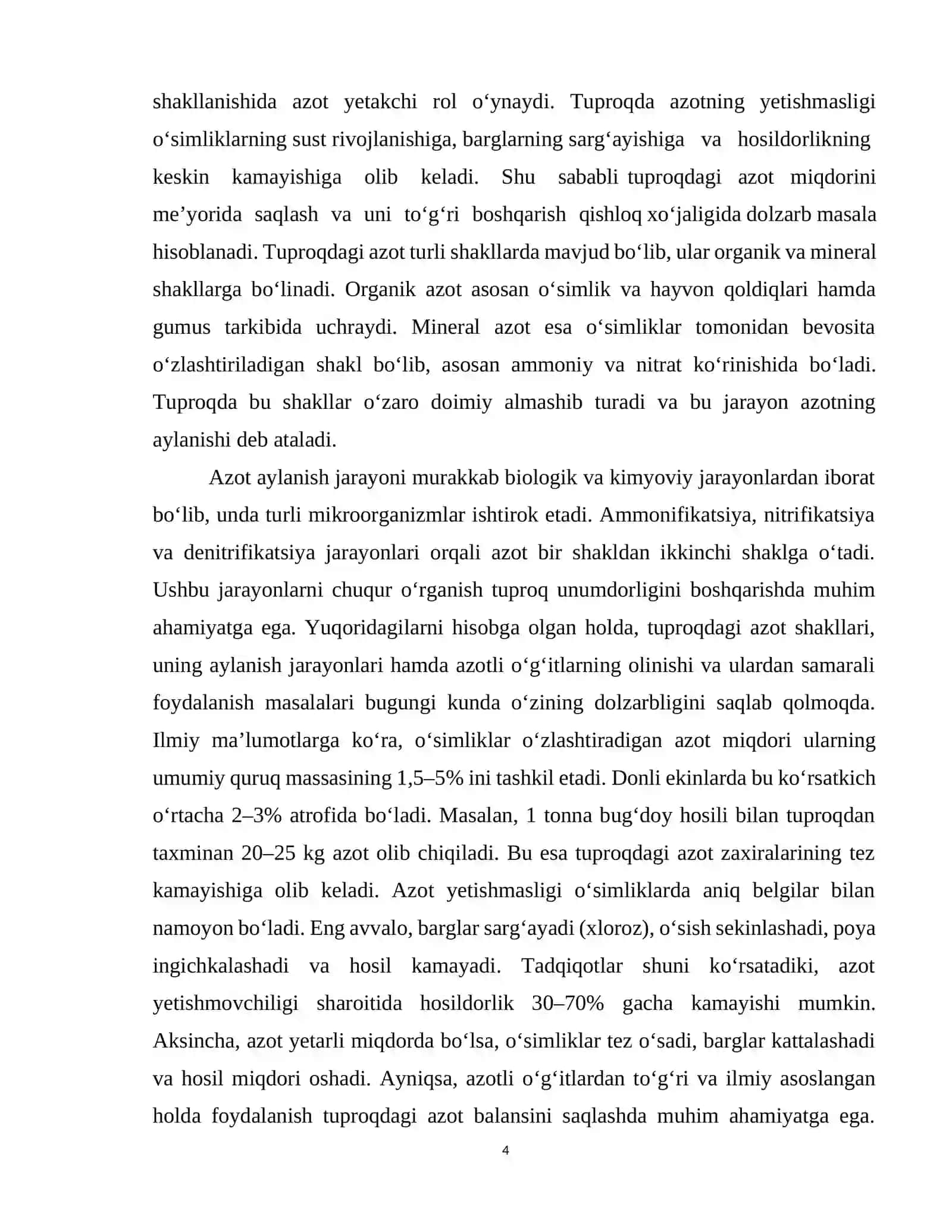 Tuproqlarda azot miqdori va uning birikmalar dinamikasi 4