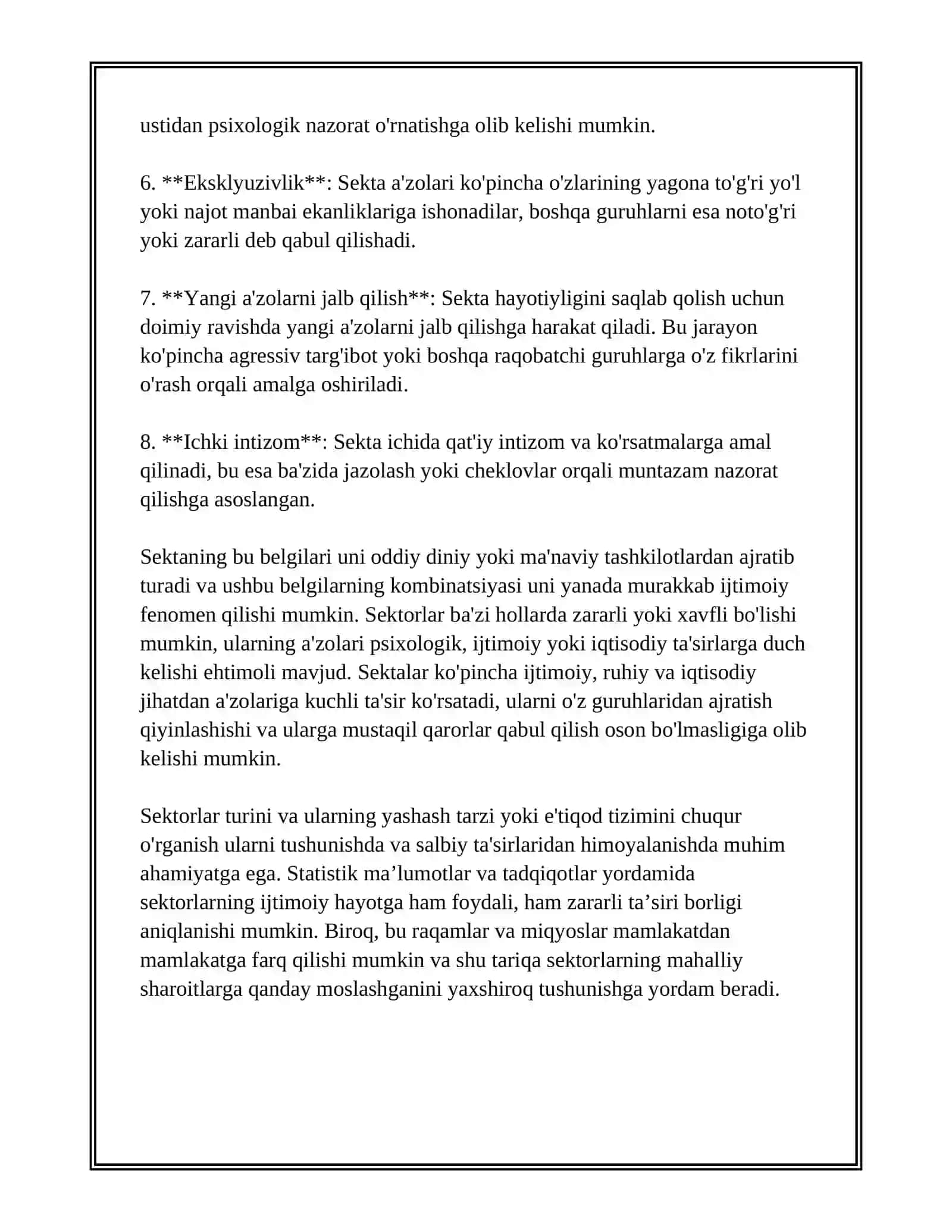 SEKTALAR PSIXOLOGIK SEKTALAR VA ULARNING BIR-BIRIDAN FARQI 4