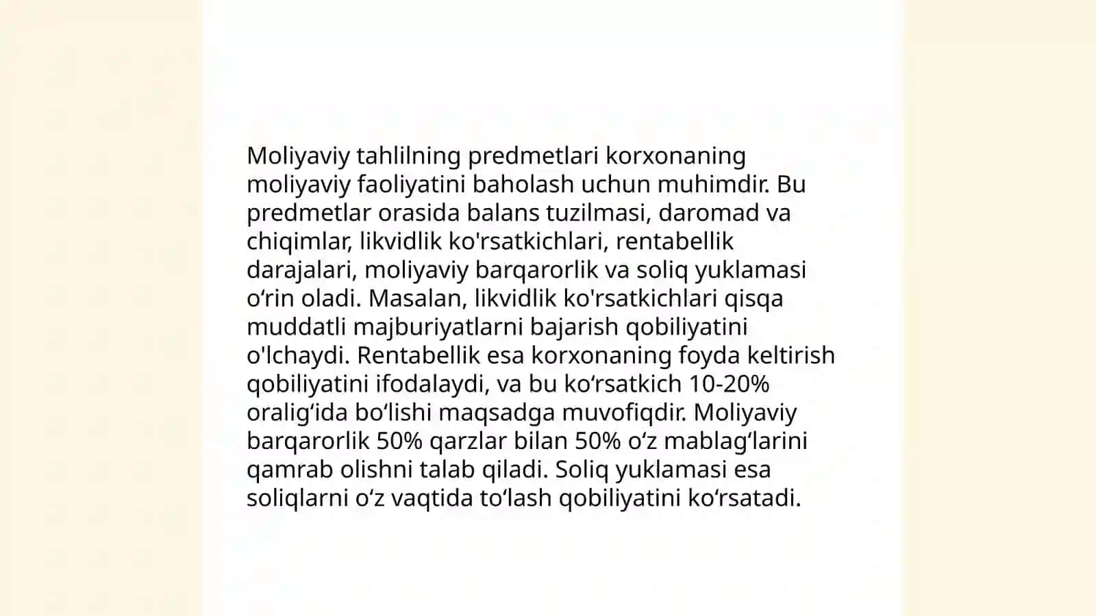 Moliyaviy taxlilning mazmuni, predmeti va vazifalari 4