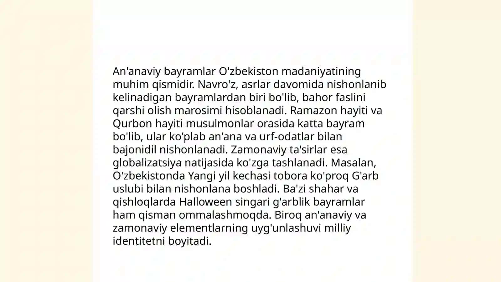 Ma’naviy madaniyatdagi transformatsiyalar (xalqlarning urf-odatlari va marosimlarida ro‘y bergan o‘zgarishlar xususida referat tayyorlash) G‘arbiy Osiyo xalqlari. Janubi-Sharqiy Osiyo xalqlari 4