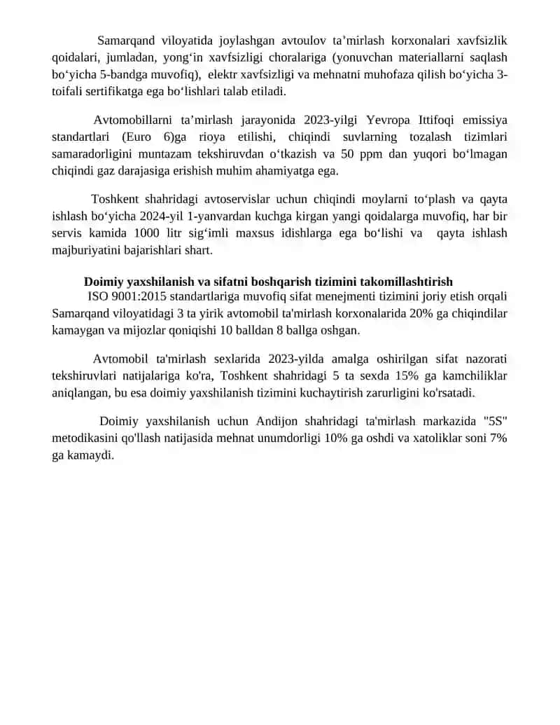 Avtomobil texnik xizmati va taʼmirlash sifat nazorati 4