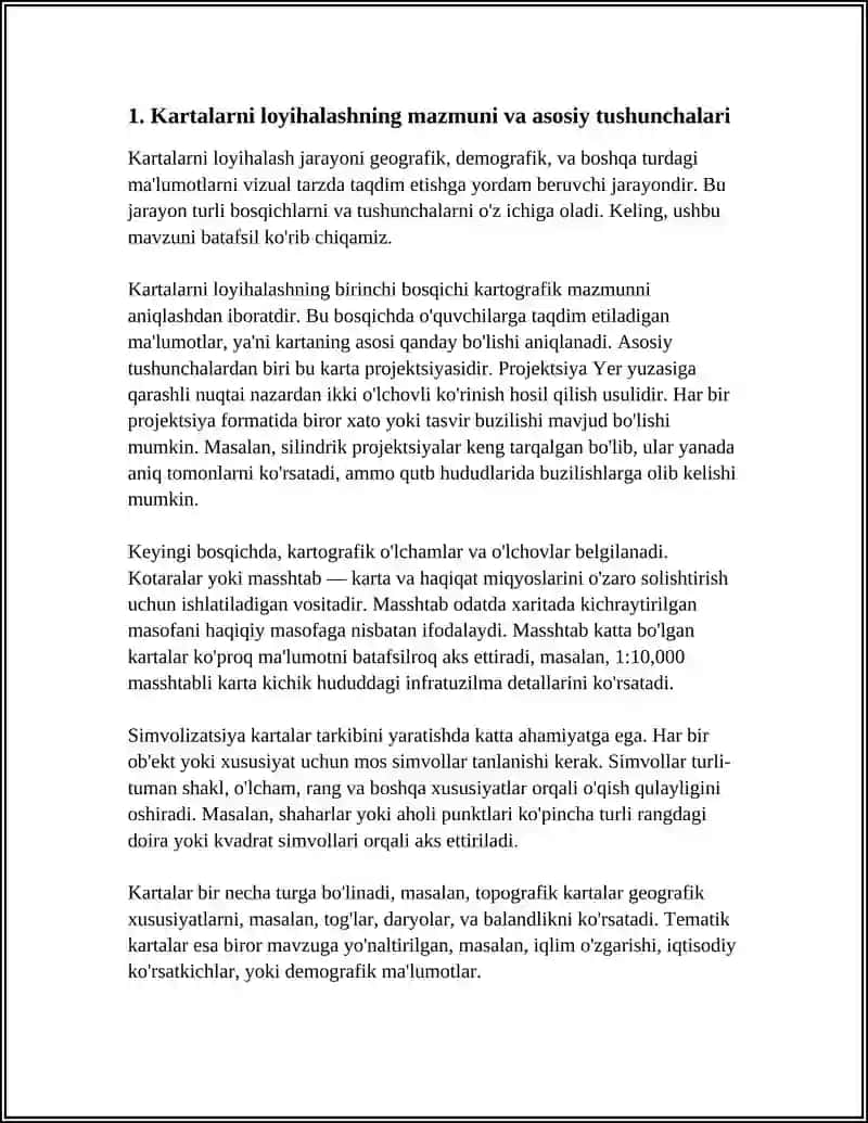 Kartalarni loyihalashning mazmuni va mahiyati. Loyihalash bosqichlari 4