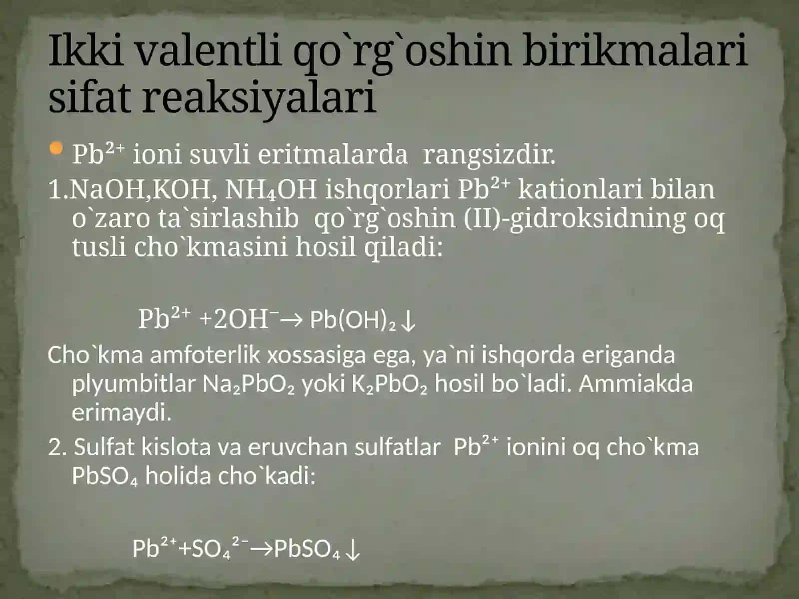 Qo'rg'oshinning analitik kimyosi 4