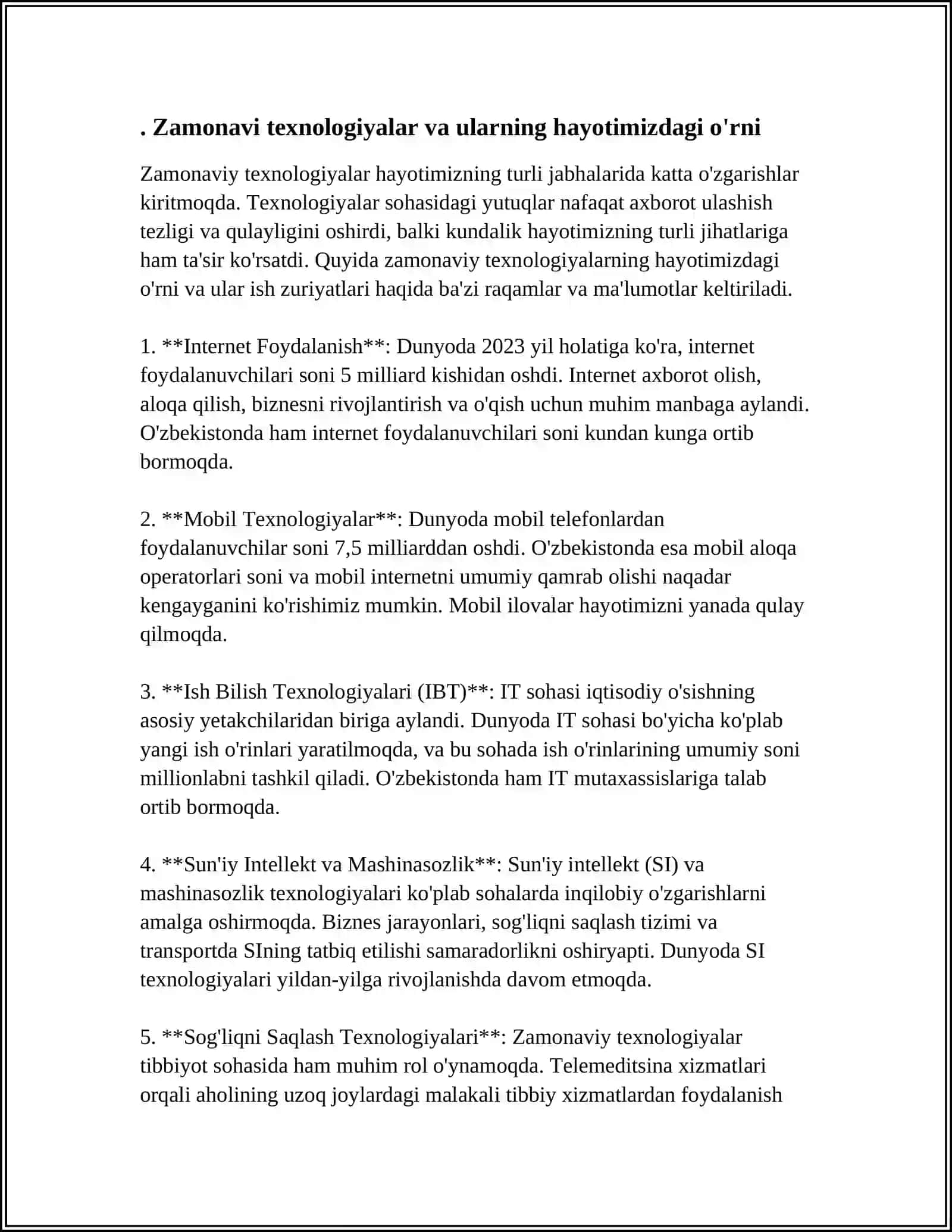 ZAMONAVIY RAQAMLI TEXNALOGIYALAR GADJET LAR BUYUMLAR INTERNITI SIMSIZ INTERNIT 3D BOSMA TEXNALOGIYALAR 4