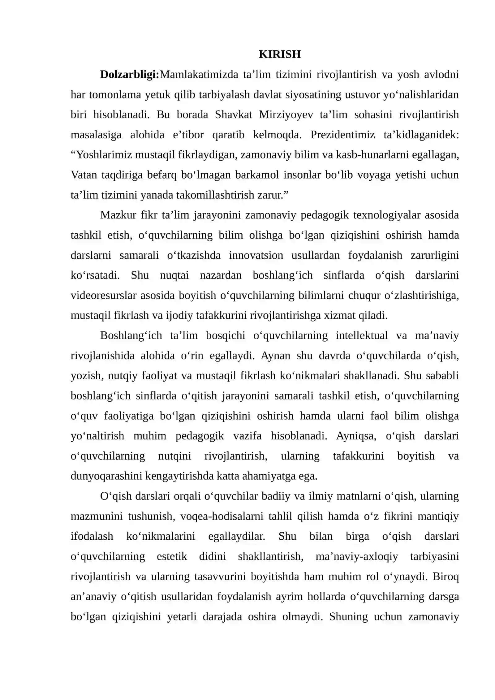 BOSHLANG‘ICH SINFLARDA VIDEORESURSLAR ASOSIDA O‘QISH DARSLARINI BOYITISH 4