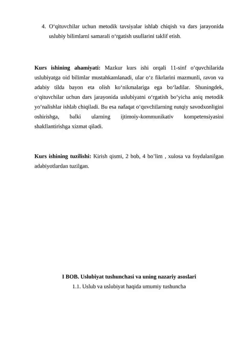Sinflarda uslubiyatni o’rganish masalasi. 4