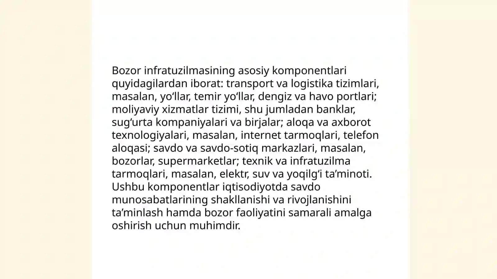 Bozor infratuzilmasi va tadbirkorlik: asosiy tushunchalar 4