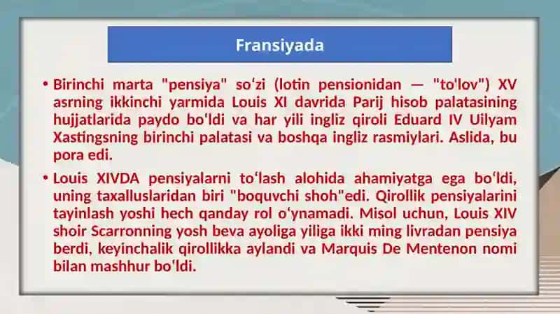 Yoshga doir pensiya tayinlash va to'lash tartibi 4