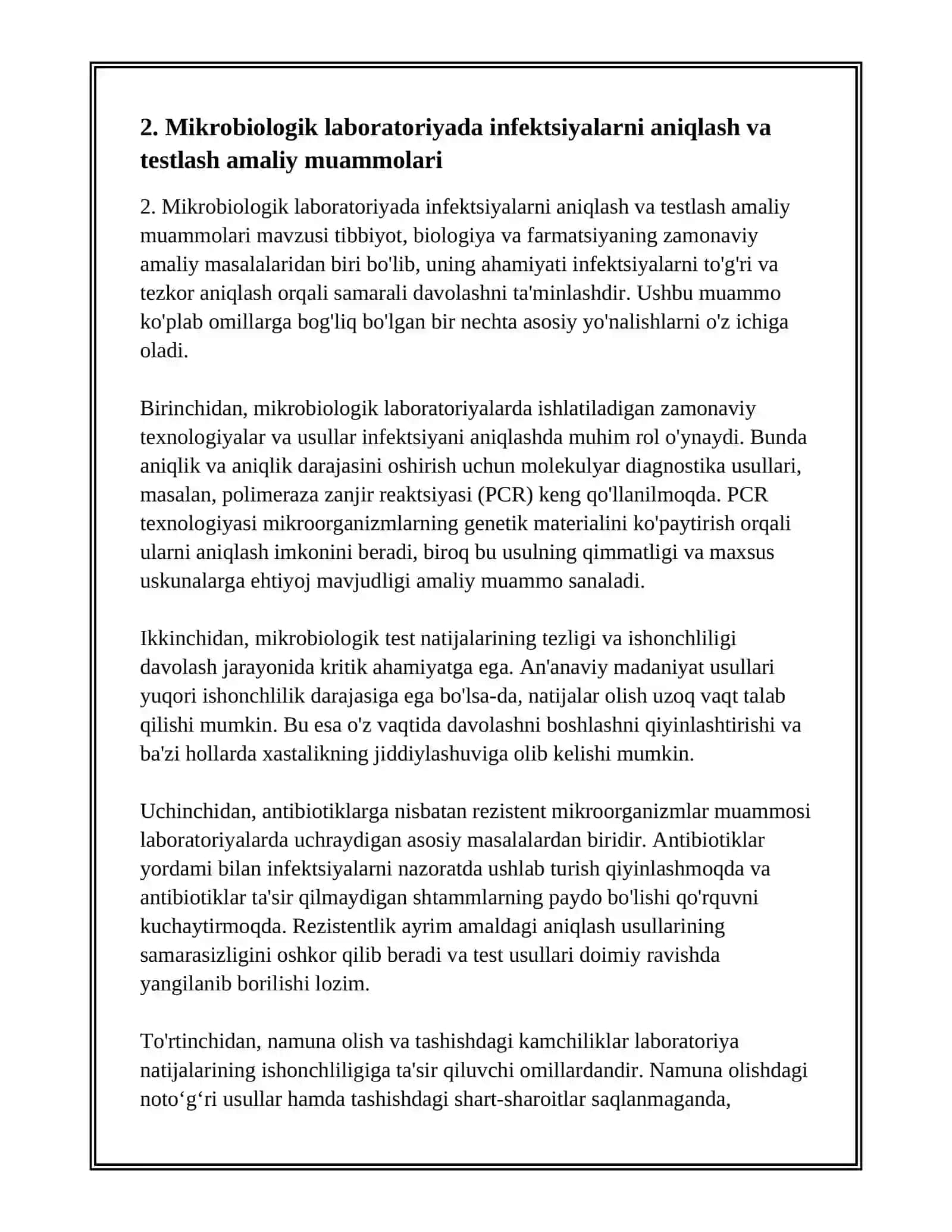 TIBBIYOT, BIOLOGIYA VA FARMATSIYANING AMALIY MASALALARINI OCHIB BERISH 4