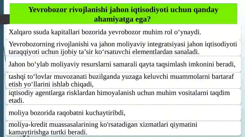 Yevrobozorlarning yuzaga kelishi va ulardagi operatsiyalar 4