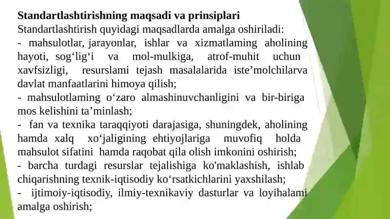 Standartlashtirish, texnik jihatdan tartibga solish tizimi, maqsad va vazifalari, prinsiplar va funktsiyalari 4