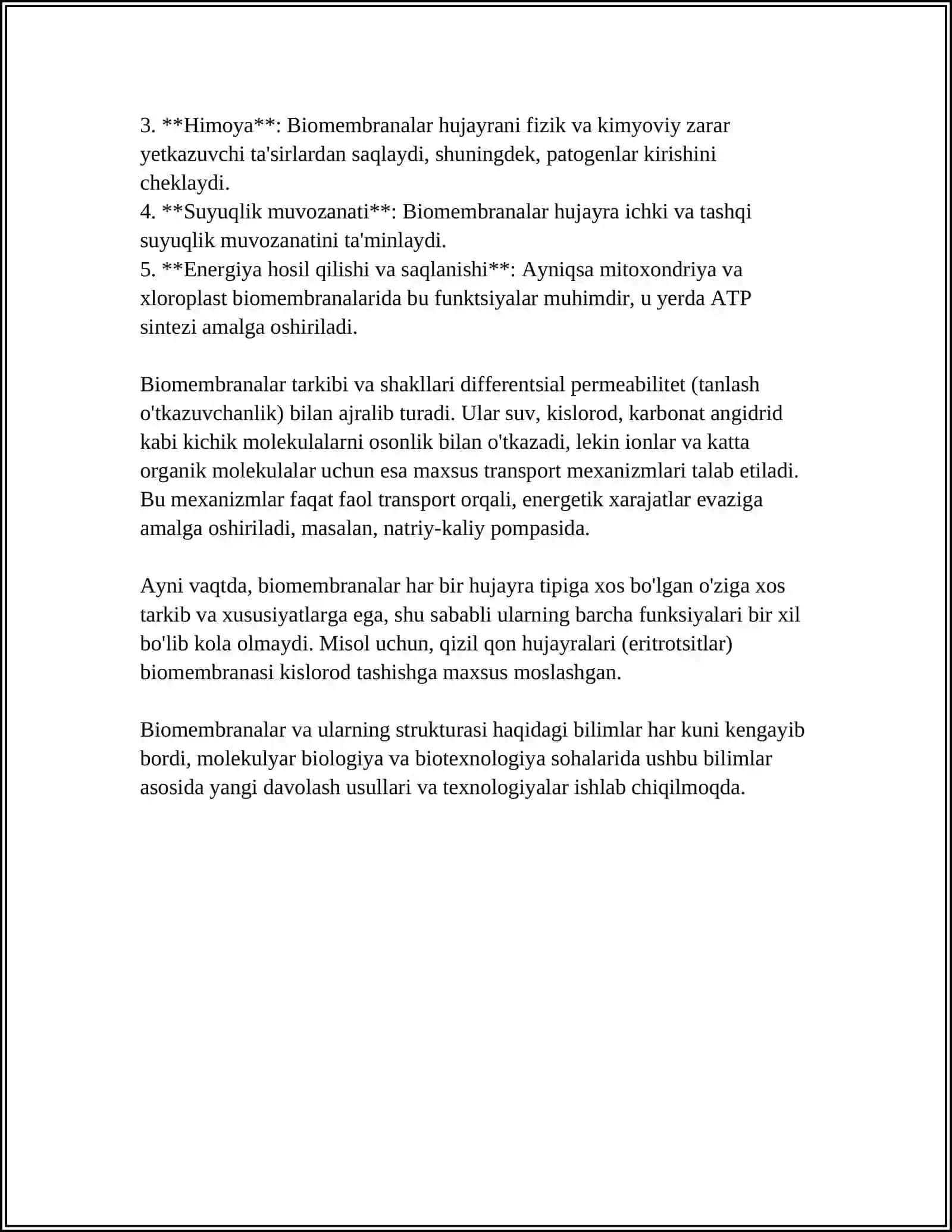 BIOMEMBRANALAR.MEMBRANA RETSEPTORLARI HUJAYRALARGA SIGNALLARNI OʻTKAZISH YOʻLLARI 4