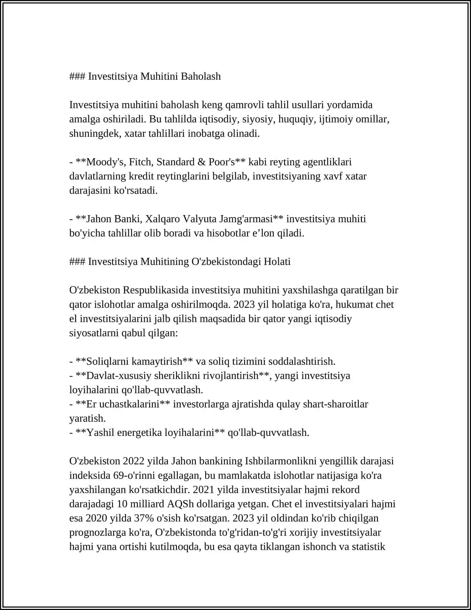 INVESTITSIYA FAOLIYATINI RIVOJLANTIRISHDA INVESTITSIYA MUHITINING O’RNI 4