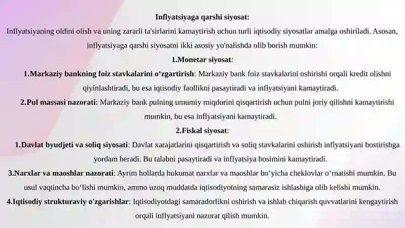 Inflyatsiya va inflyatsiyaga qarshi siyosat 4