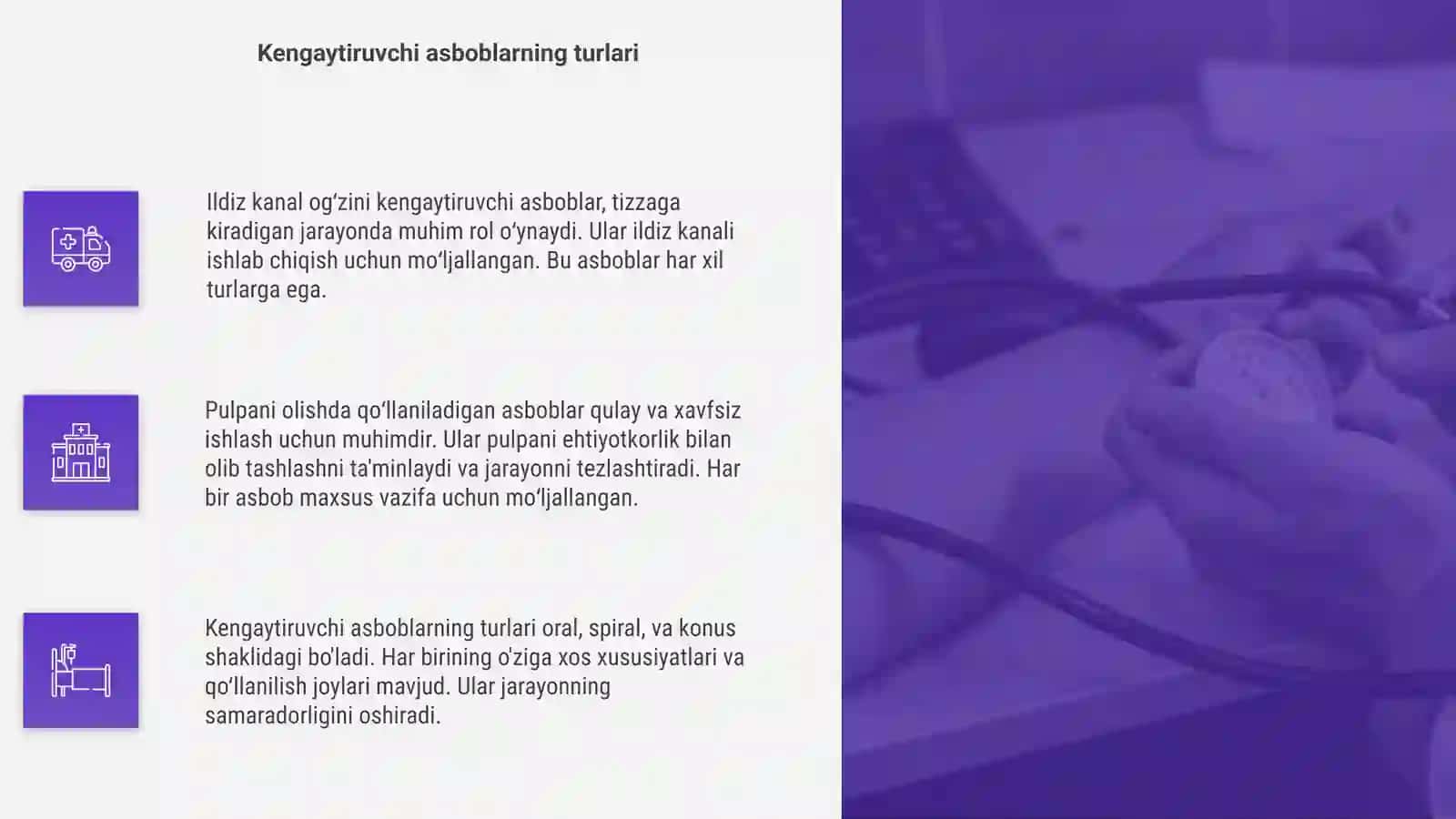 Ildiz kanal ogʻzini kengaytiruvchi asboblar 4