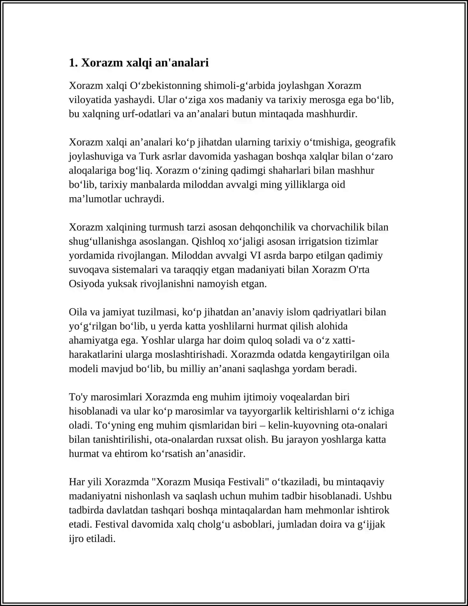 XORAZM XALQI MADANIYATI URF ODATLARI QADIMGI YODGORLIKLARI 4