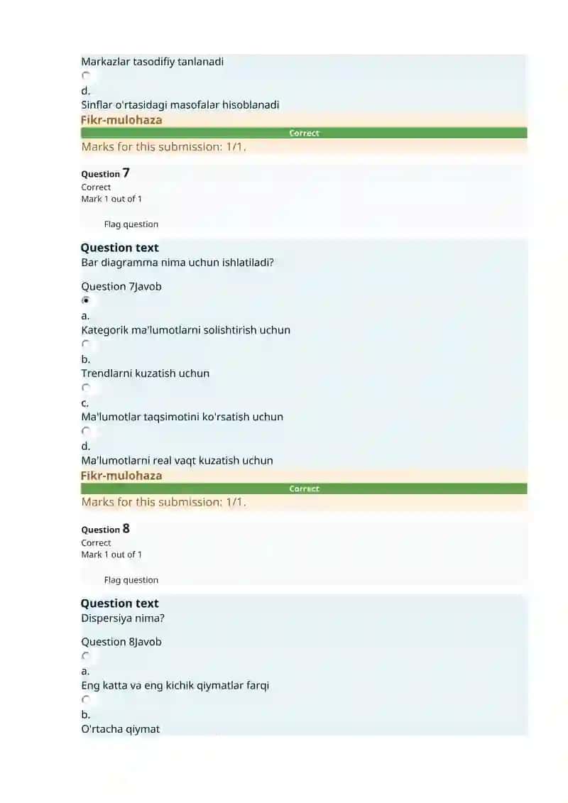 Ma'lumotlarni tahlil qilish jarayonida qaysi element asosiy hisoblanadi? 4