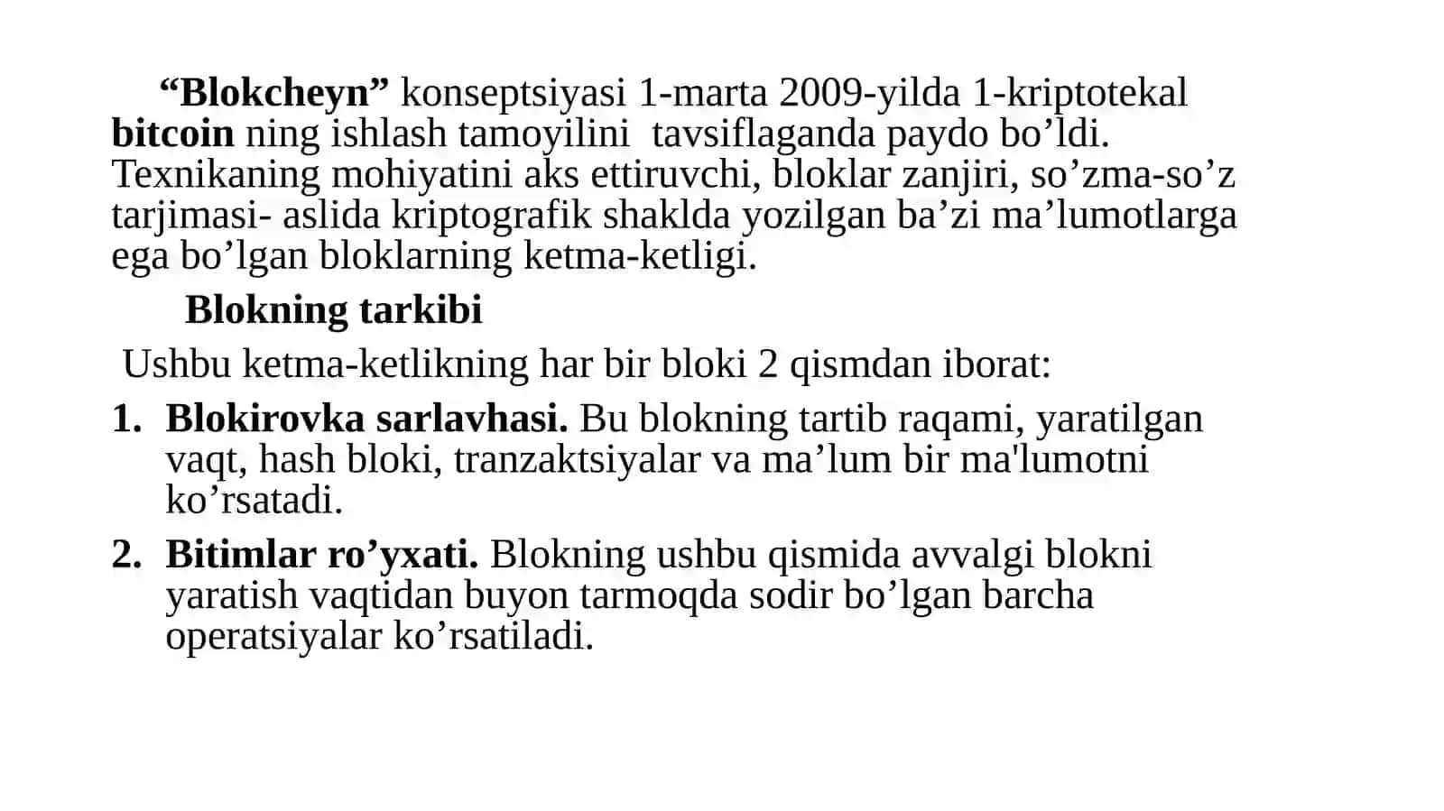 Blokcheyn texnologiyalari, va uning qo‘llanilishi 4