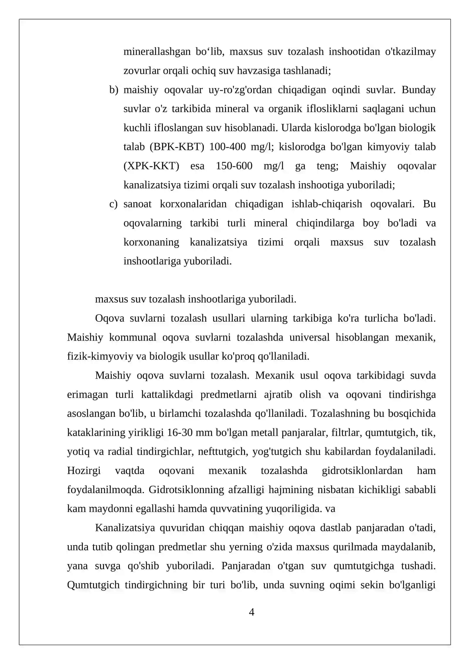 Oqova suvlarni neytrallash va zararsizlantirish: xlorlash va ozonlash 4