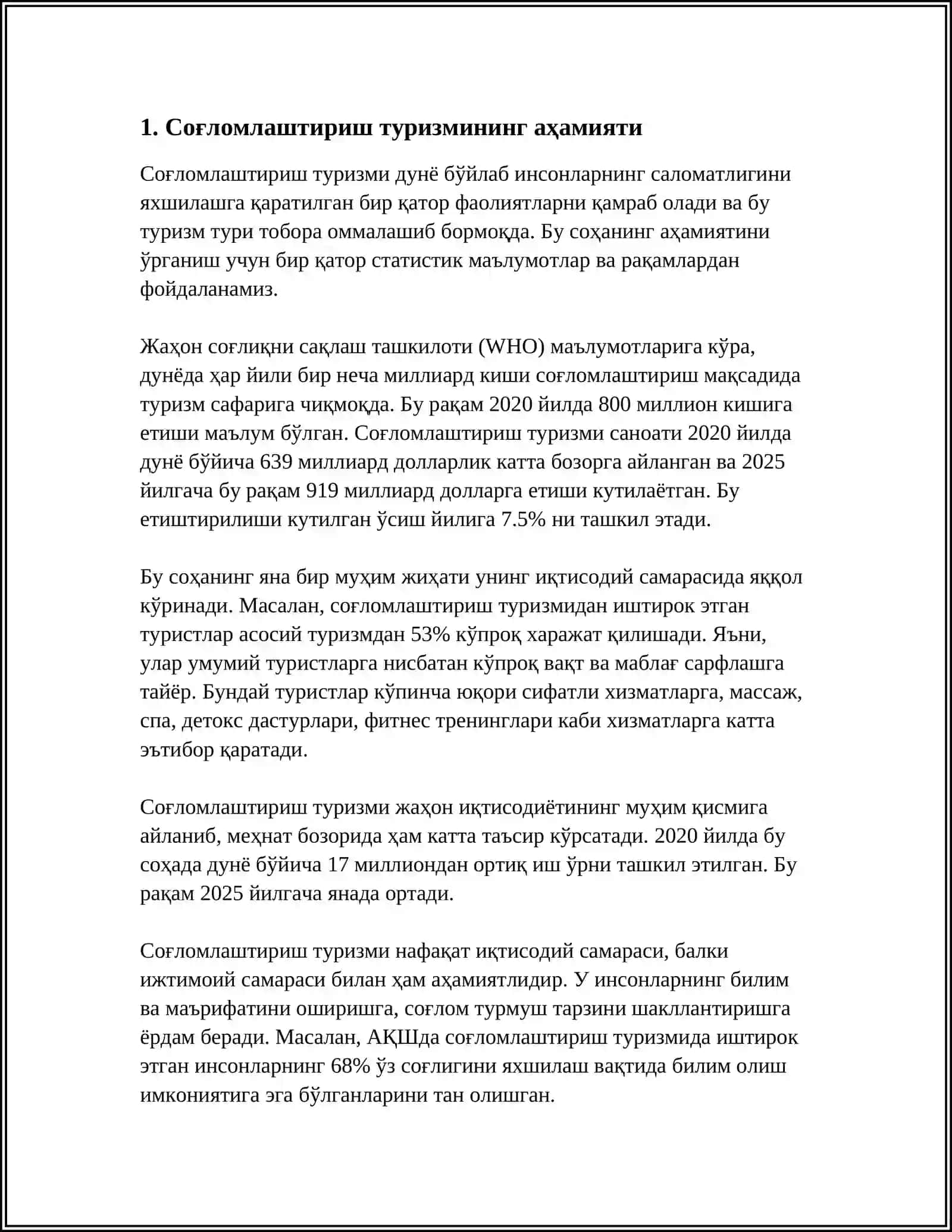 СОГЛОМЛАШТИРИШ- ДАВОЛАШ ТУРИЗМИ ВА УНИНГ МАРКАЗЛАРИ 4