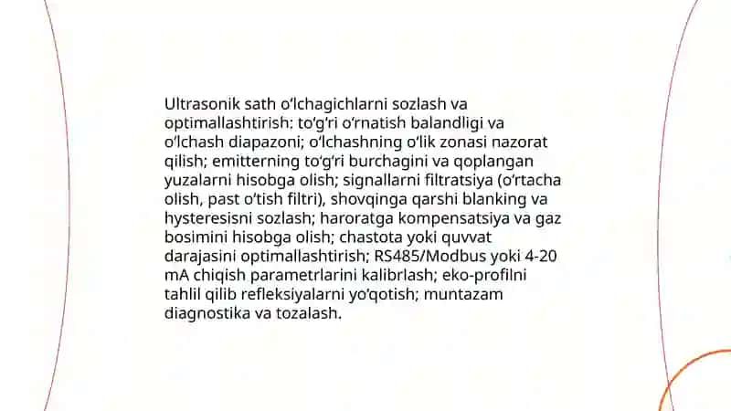 Sathni o'lchash va avtomatlashtirish vositalarining sozlanishini o'rganish 4