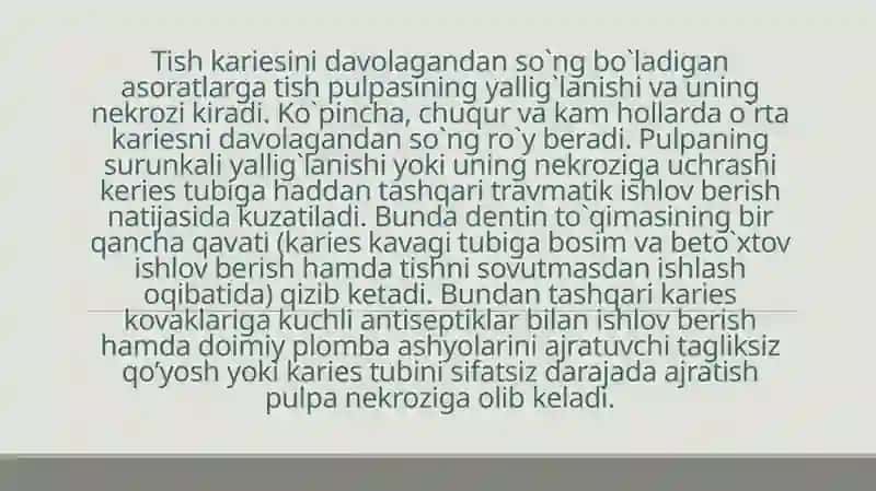 Karies kasalligini tashxislash va davolashda uchraydigan xato va asoratlar 4