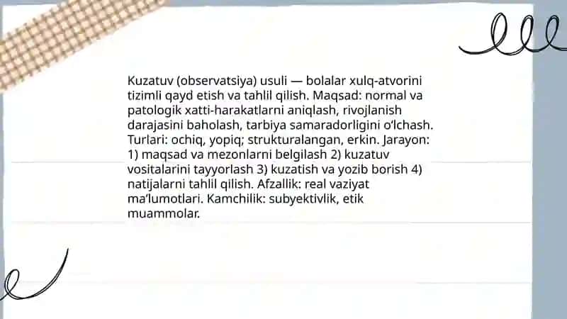 Bolalar psixologiyasning asasiy usullarini o'rganish 8 4