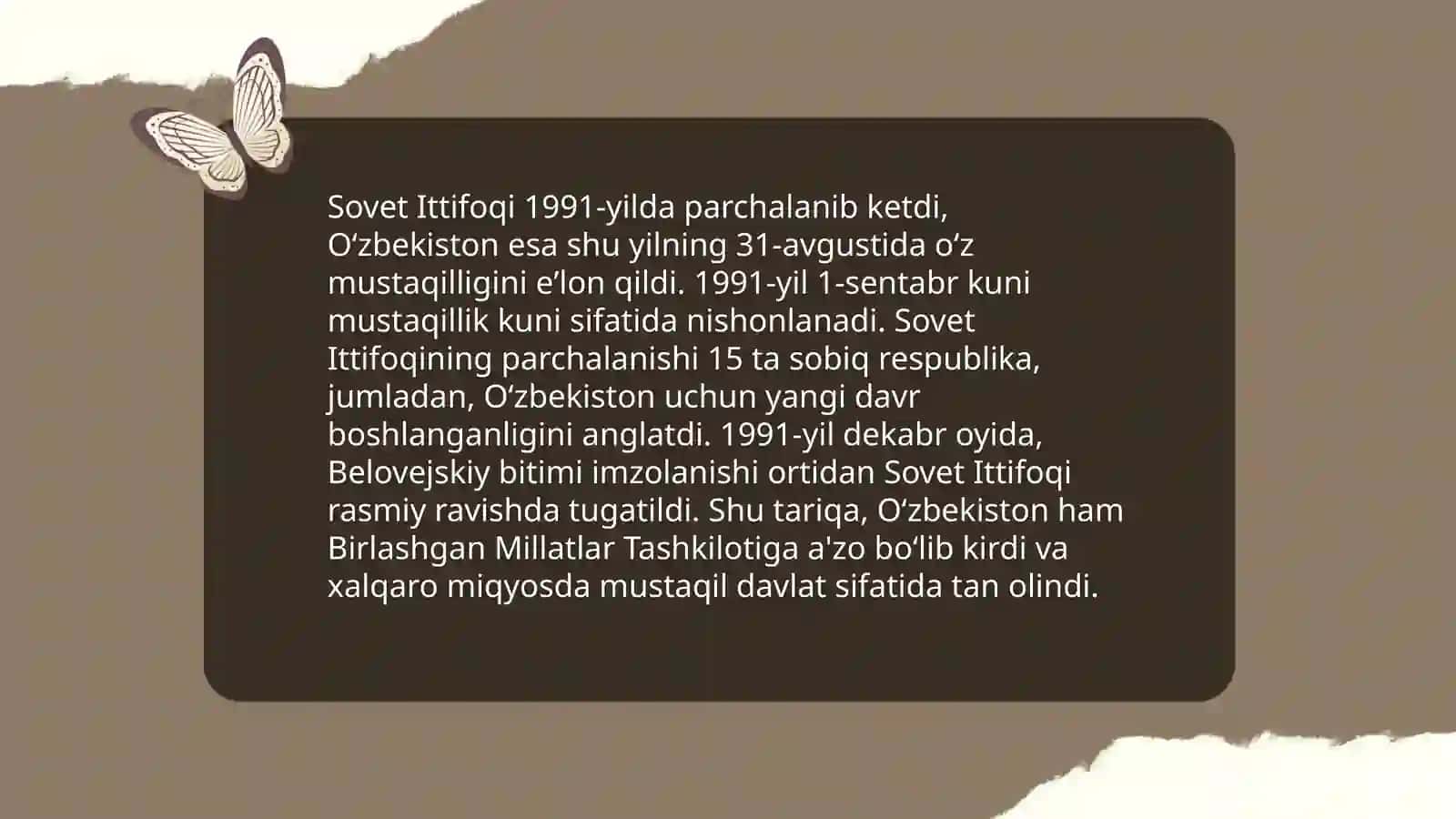 Mustaqillikka erishish arafasida Oʻzbekistondagi ijtimoiy-siyosiy jarayonlar 4