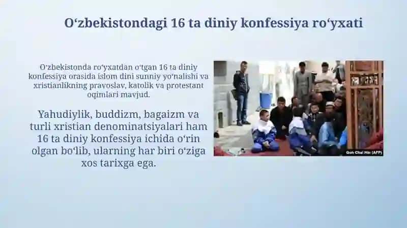 Oʻzbekistonda Faoliyat Yuritay Yotgan Diniy Tashkilotlar va 16 Diniy Konfessiya 4
