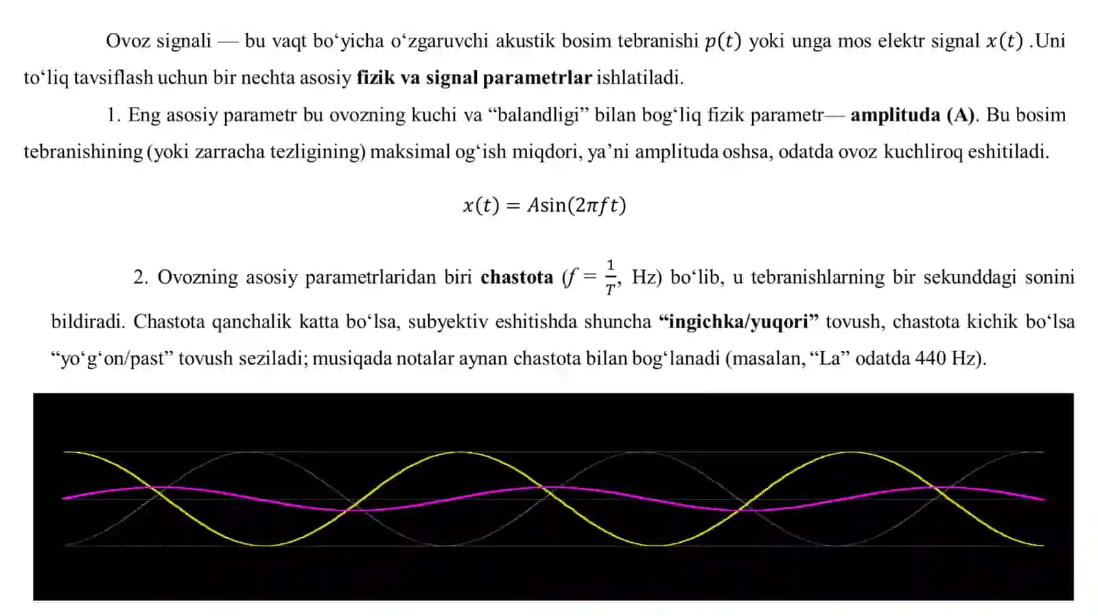 Ovoz signallari, ularni qaytaishlash va ARO‘ 4