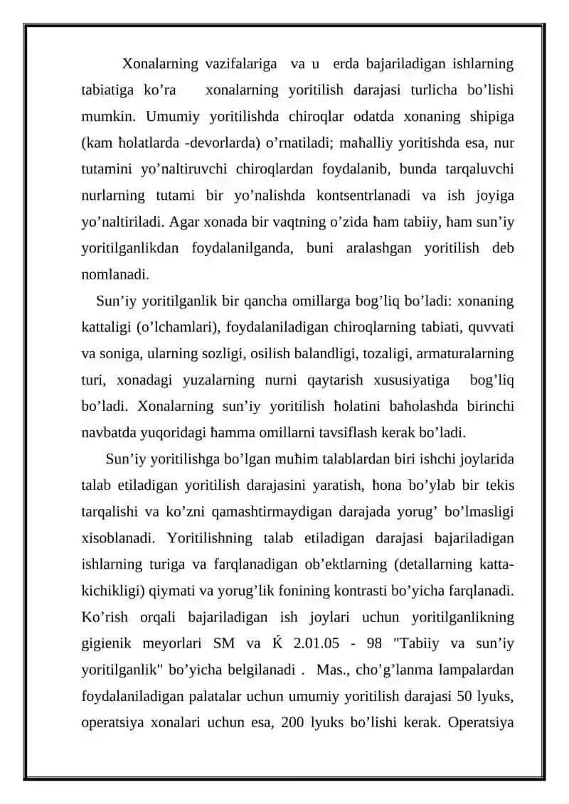 Dorixona xonalari yoritilganligi va havo almashinuvi 4
