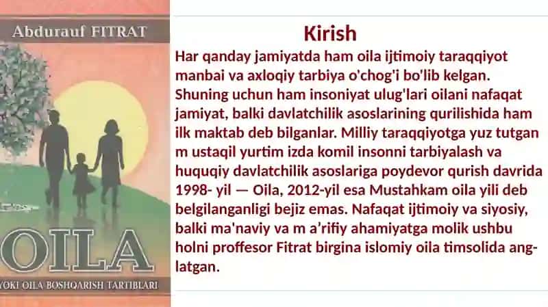 ABDURAUF FITRATNING OILA YOKI UNI BOSHQARISH TARTIBLARI ASARINI O'RGANISH VA TAHLIL QILISH 4