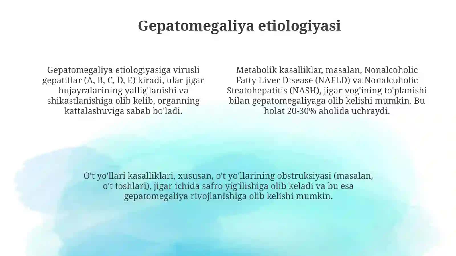 Gepatomegaliya bilan kechuvchi kasalliklar etiopatogenezi 4