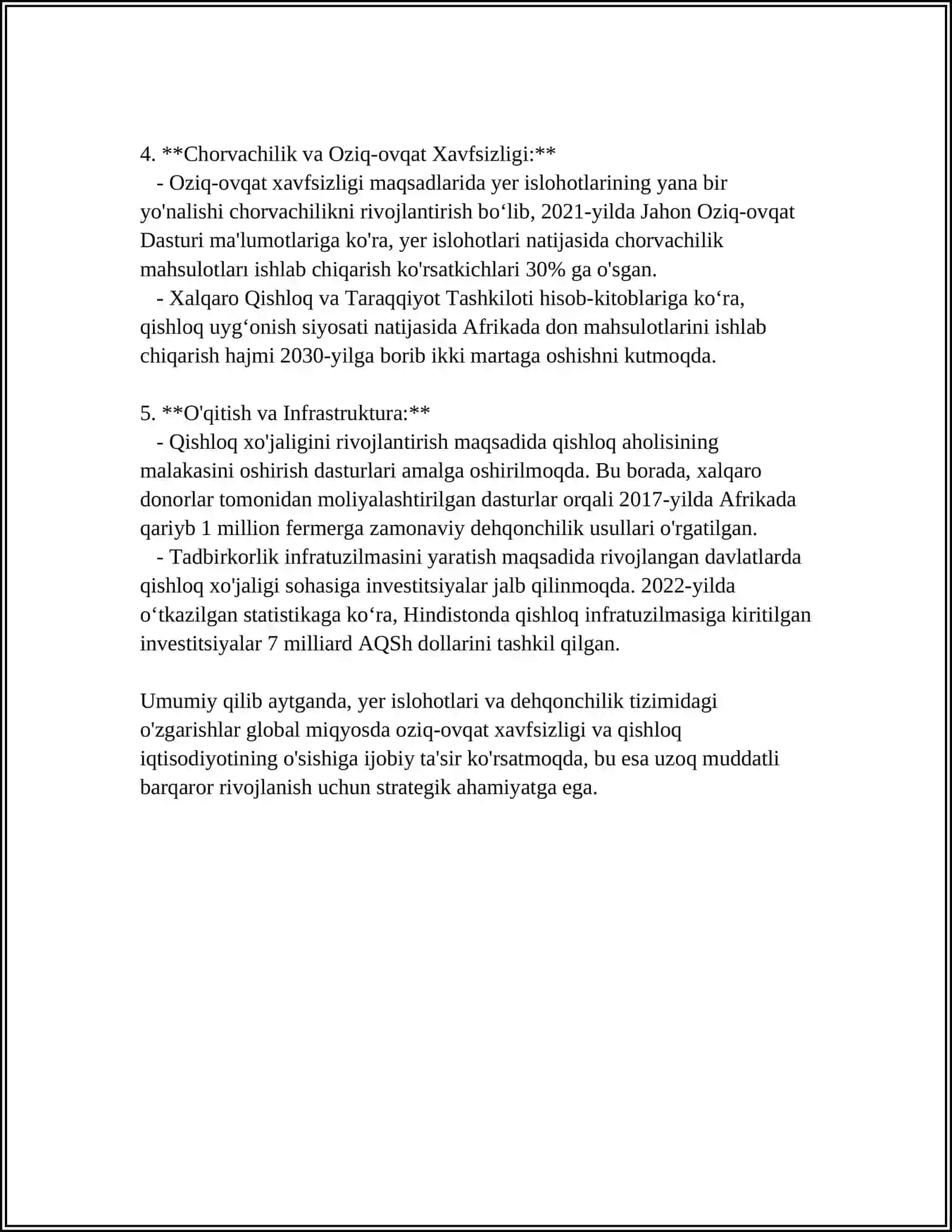 MUSTAQILLIK YILLARIDA QISHLOQ XO'JALIGI VA SANOAT SOHASIDAGI O'ZGARISHLAR 4