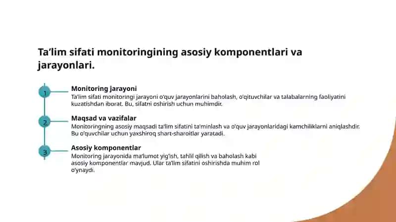 Taʼlim sifati monitoringini tashkil etish va oʻtkazish jarayonlari 4