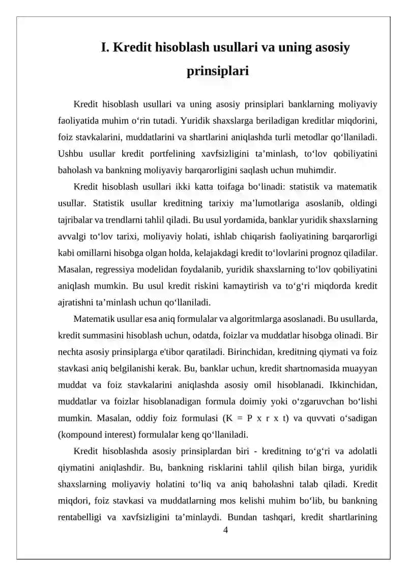 Kredit hisoblash usullari va uning asosiy prinsiplari 4