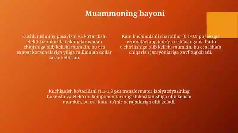 Kuchlanish sag va swell hodisalarini bashoratlovchi intelektual model 4