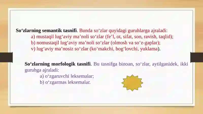 HOZIRGI O’ZBEK TILIDA SO’Z TURKUMLARI 4