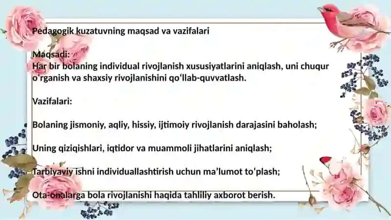 Bolalarning individual rivojlanishida pedagogik kuzatuv 4