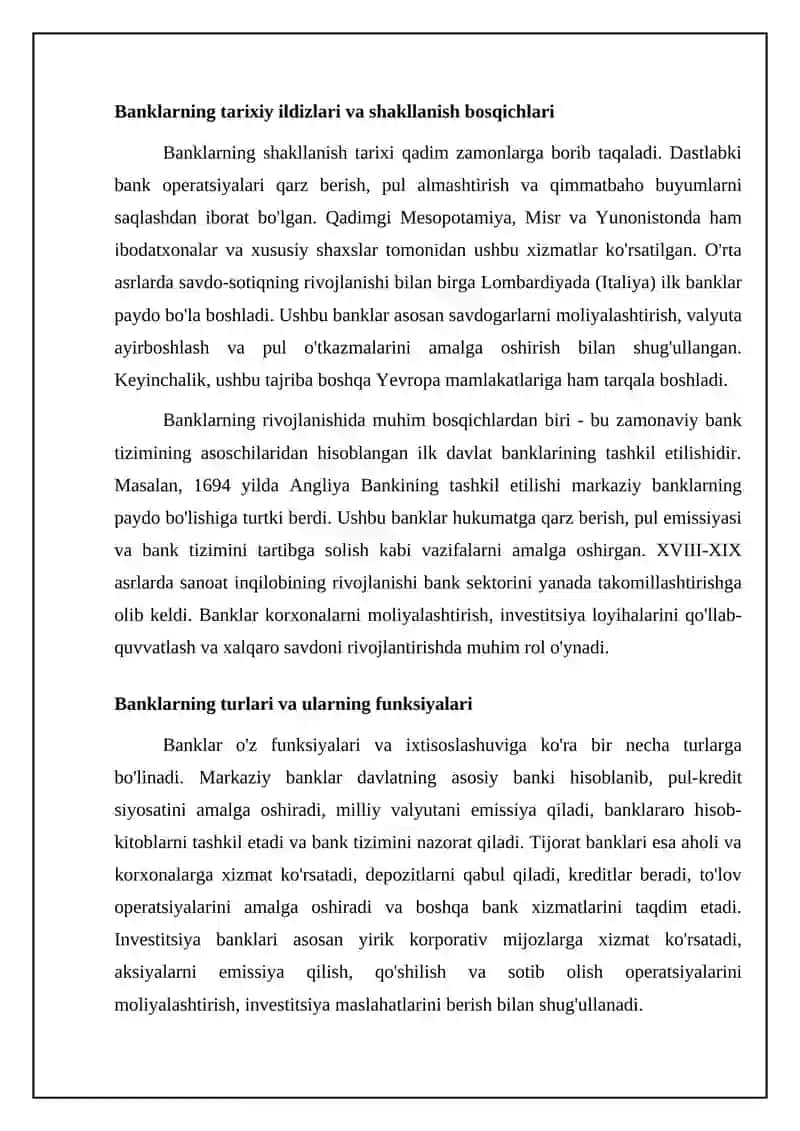 Банкларнинг шакилланиши ва банк тизими 4