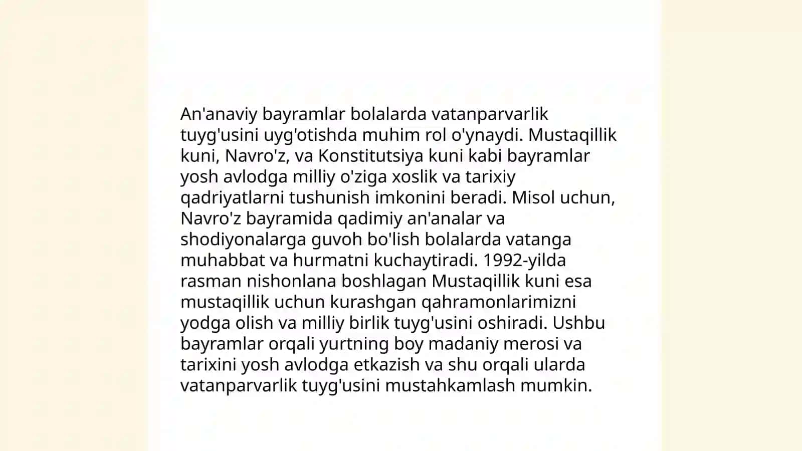 Boshlangʻich sinf oʻquvchilarini ma'naviy axloqiy tarbiyalashda milliy qadriyatlarni oʻrni 4
