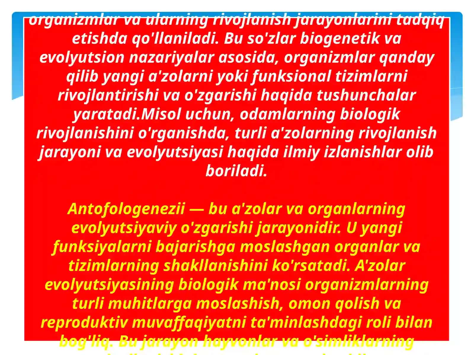 Umutqalilarda azolar va a’zolar antofilogenezii 4