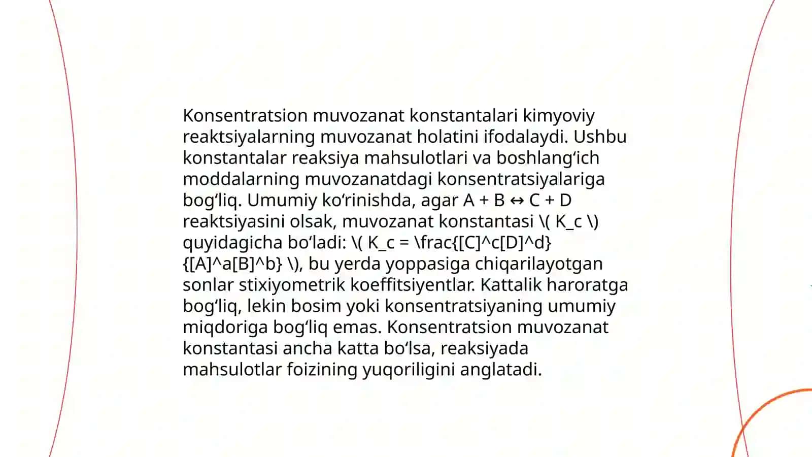 Muvozanat konstantalari (termodinamik konsentratsion va shartli) orasidagi bog'liqlik 4